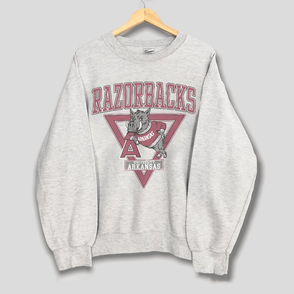 Vintage University of Arkansas Razorbacks Sweatshirt, Retro 90s Football Shirt
